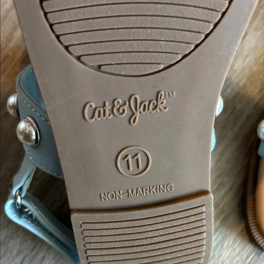 Cat & Jack Light Blue Sandals with Pearl Details